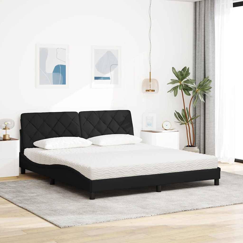 vidaXL Bett mit Matratze Schwarz 180x200 cm Stoff