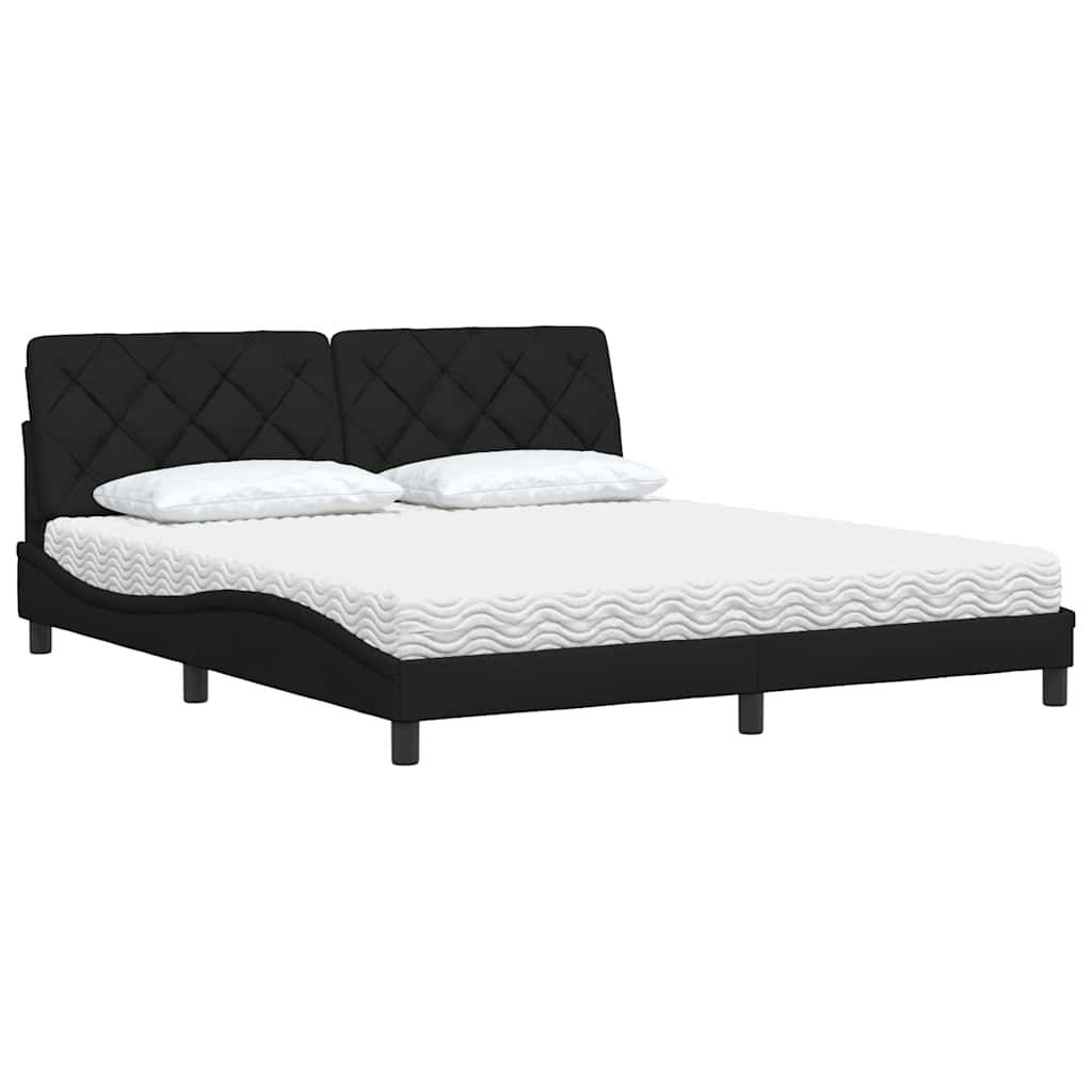 vidaXL Bett mit Matratze Schwarz 180x200 cm Stoff
