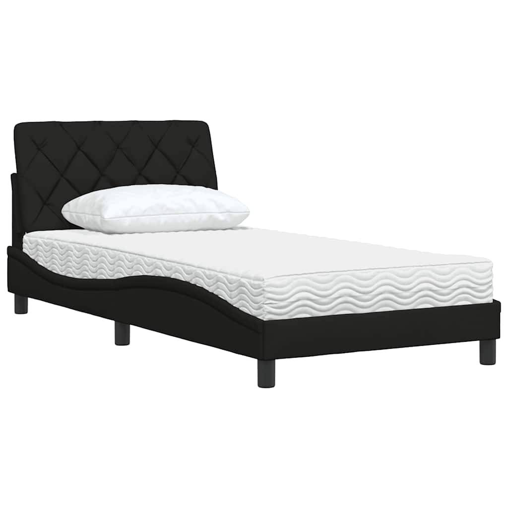 vidaXL Bett mit Matratze Schwarz 100x200 cm Stoff