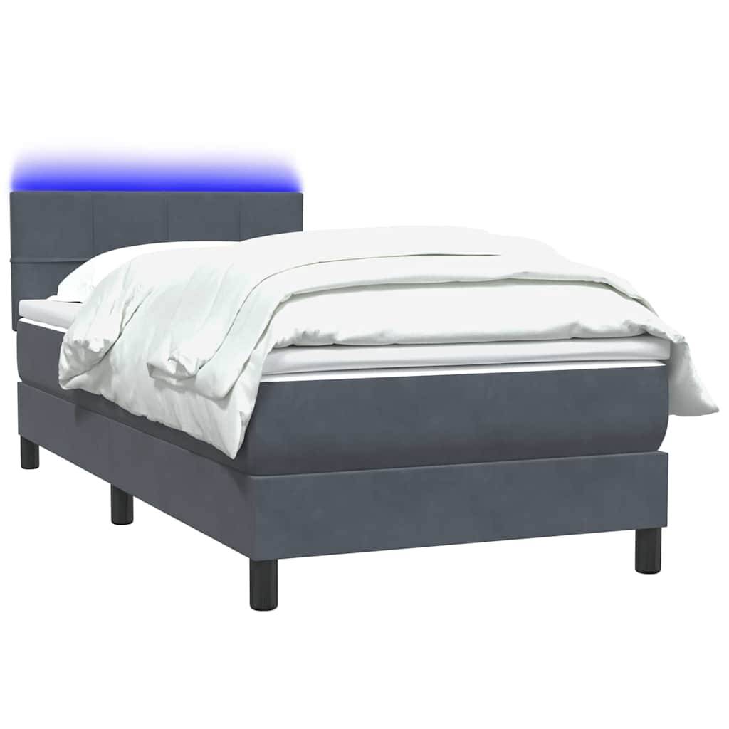 vidaXL Boxspringbett mit Matratze Dunkelgrau 90x220 cm Samt