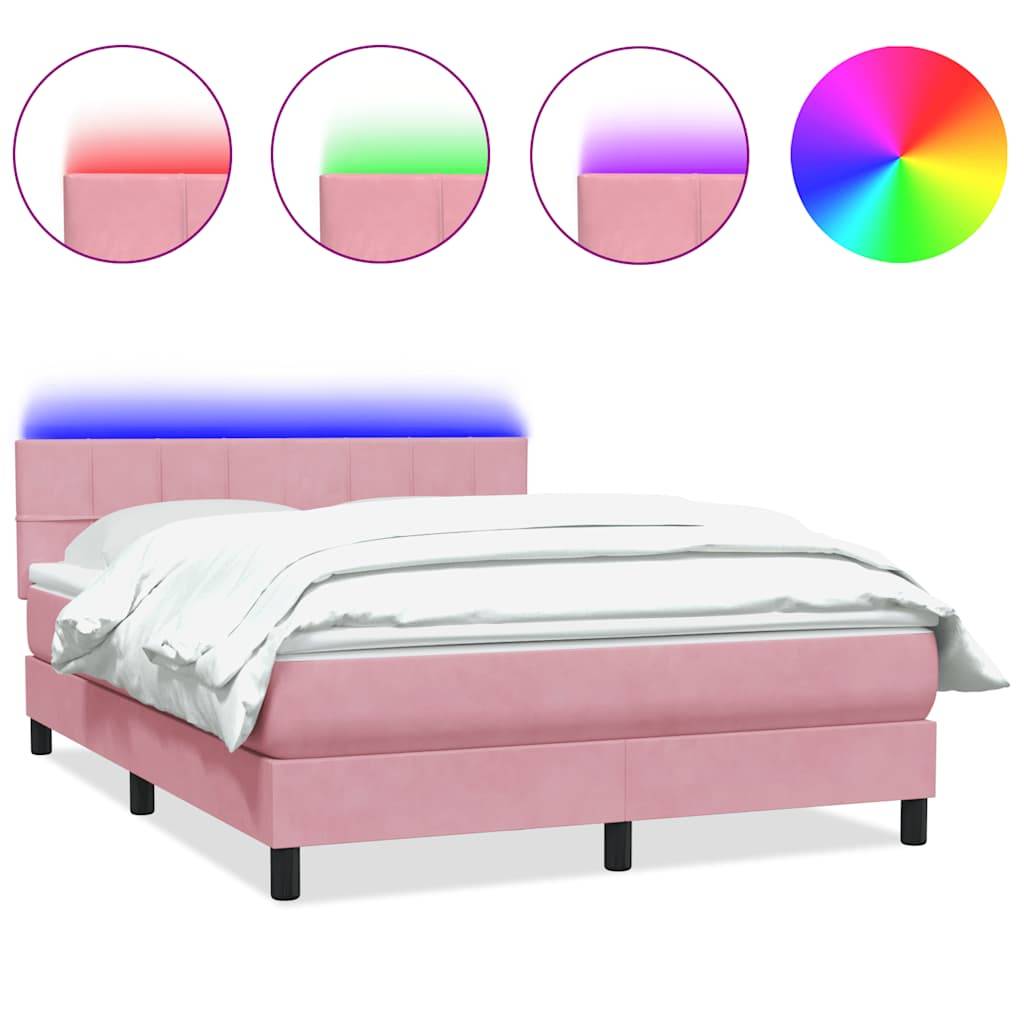 vidaXL Boxspringbett mit Matratze Rosa 160x210 cm Samt
