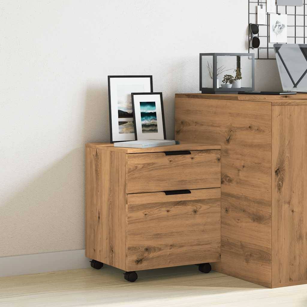 vidaXL Mobiler Aktenschrank mit Rollen Artisan Eichen-Optik 45x38x54cm