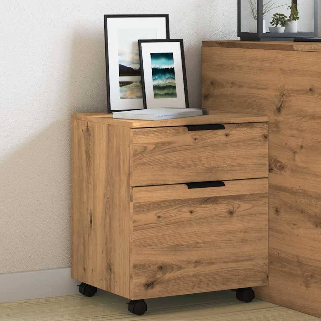 vidaXL Mobiler Aktenschrank mit Rollen Artisan Eichen-Optik 45x38x54cm