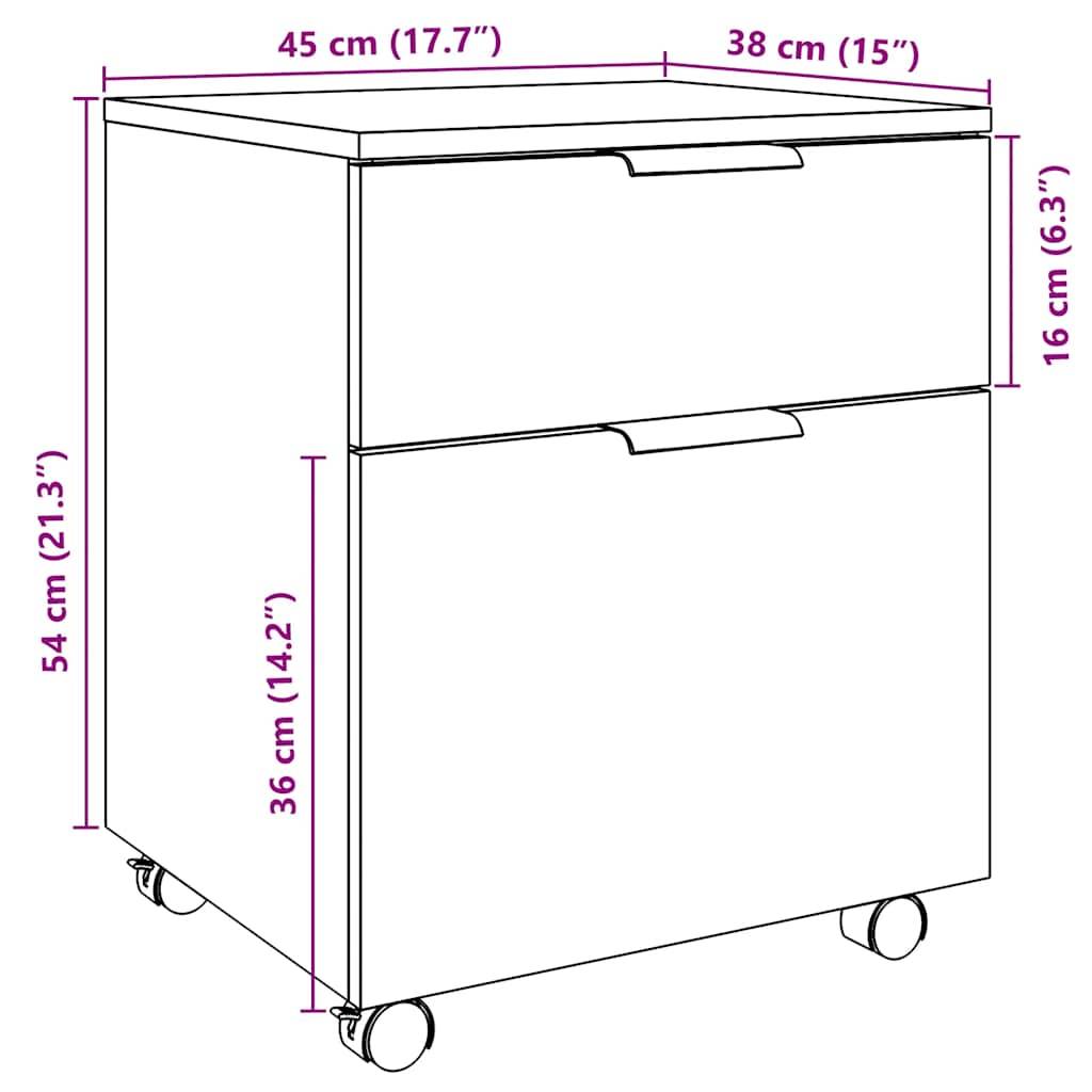vidaXL Mobiler Aktenschrank mit Rollen Artisan Eichen-Optik 45x38x54cm