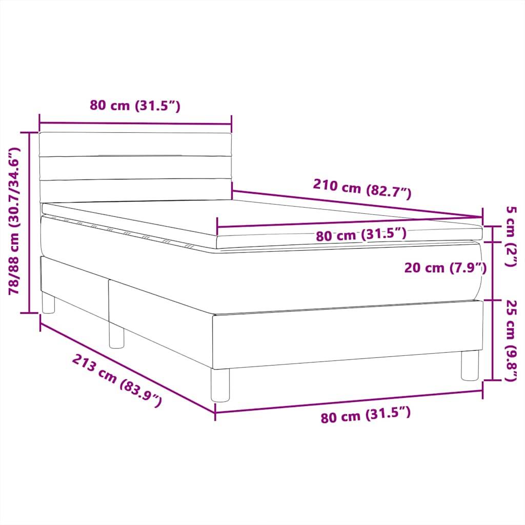 vidaXL Boxspringbett mit Matratze Dunkelgrün 80x210 cm Samt
