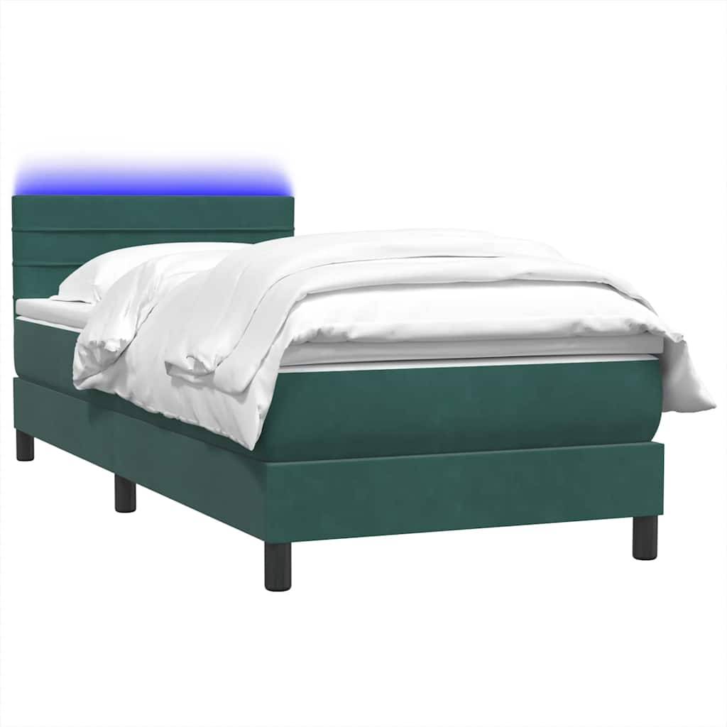 vidaXL Boxspringbett mit Matratze Dunkelgrün 80x210 cm Samt