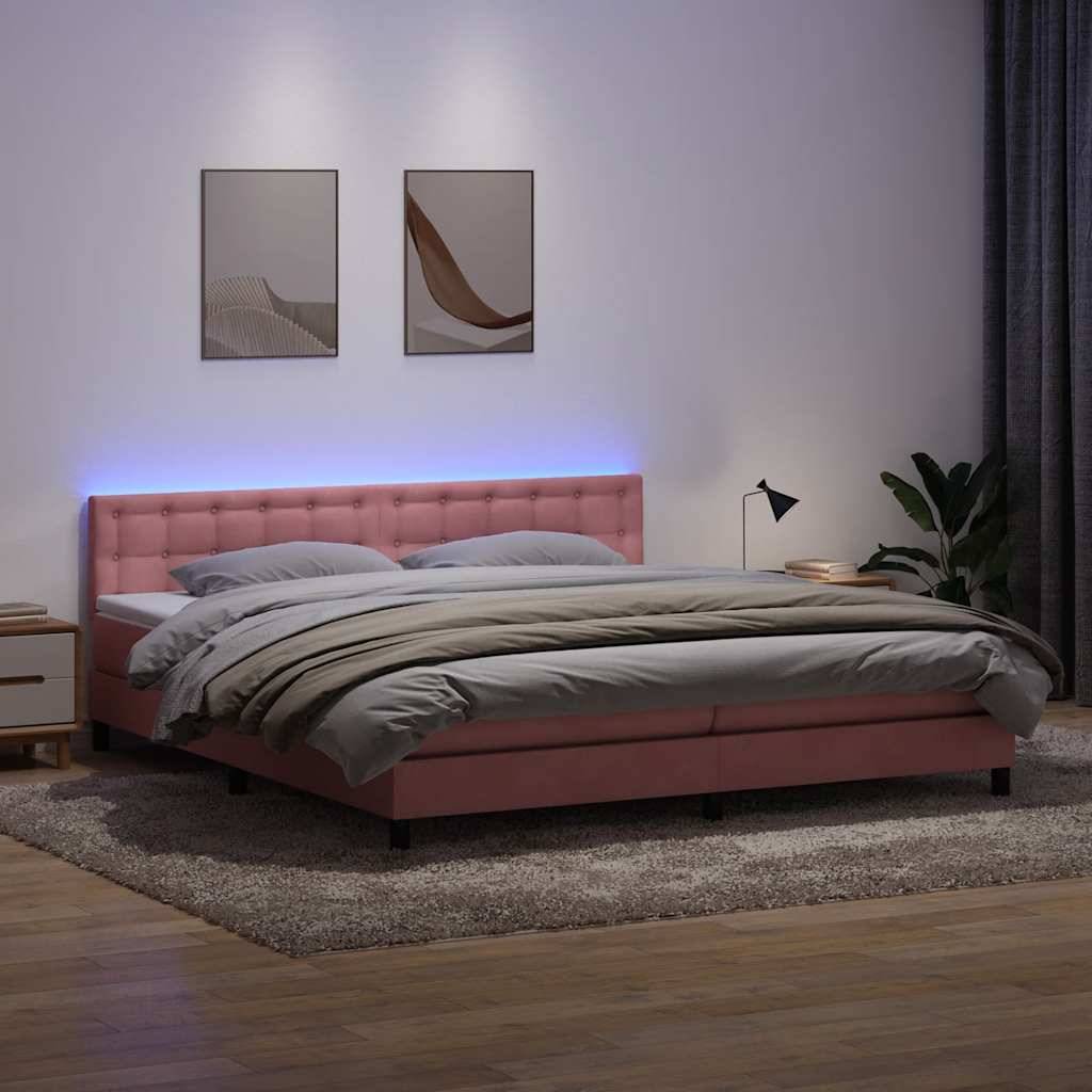 vidaXL Boxspringbett mit Matratze Rosa 180x210 cm Samt
