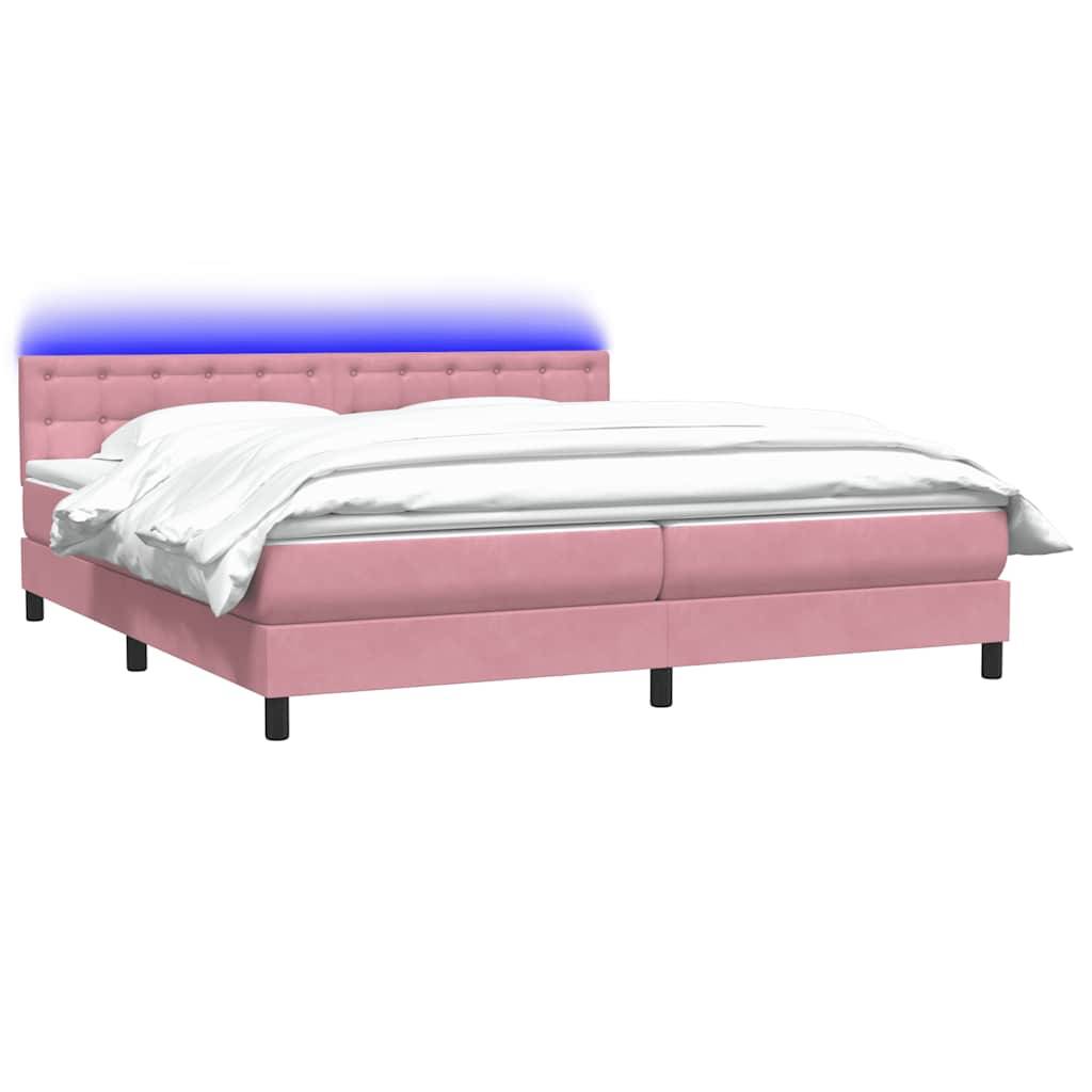 vidaXL Boxspringbett mit Matratze Rosa 180x210 cm Samt