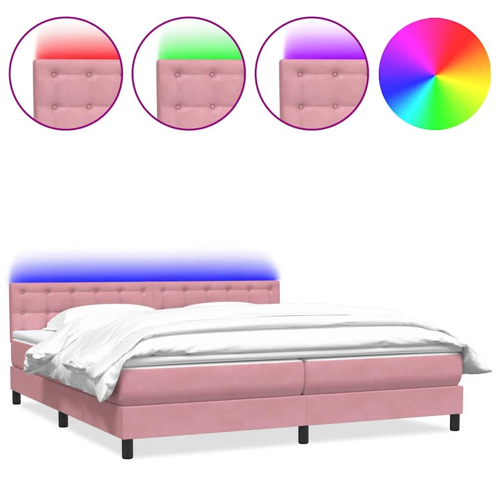 vidaXL Boxspringbett mit Matratze Rosa 180x210 cm Samt