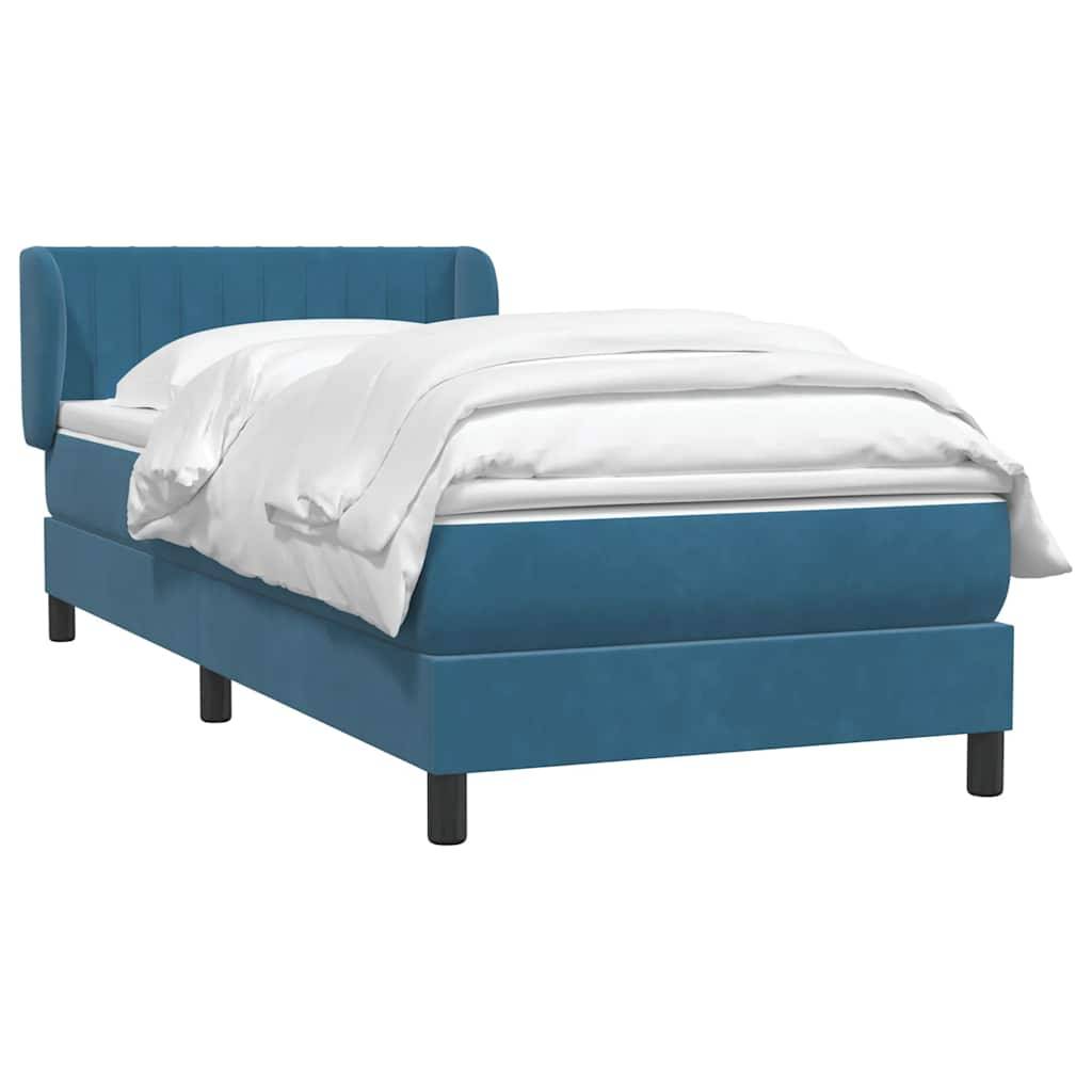 vidaXL Boxspringbett mit Matratze Dunkelblau 80x210 cm Samt