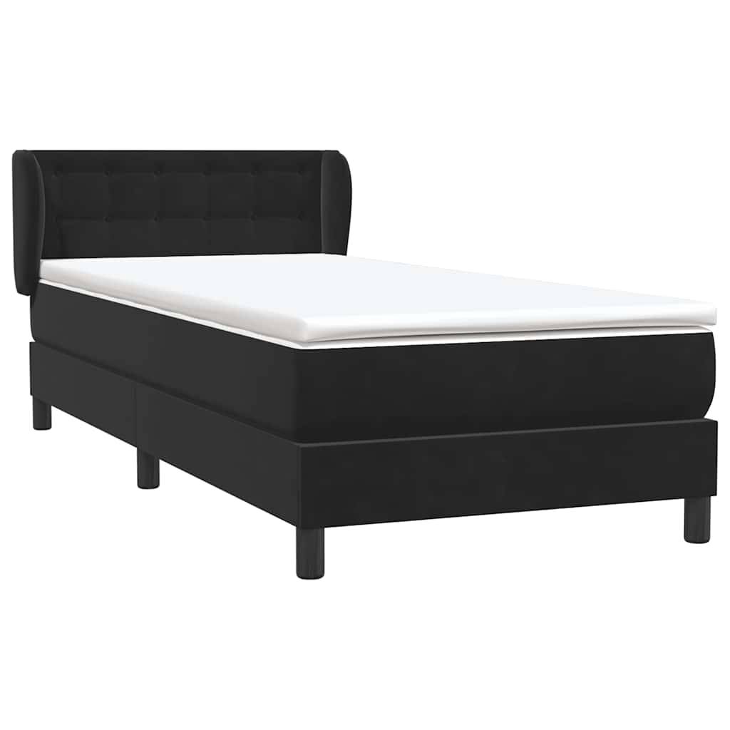 vidaXL Boxspringbett mit Matratze Schwarz 80x210 cm Samt