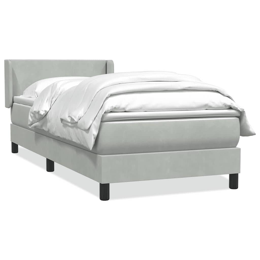 vidaXL Boxspringbett mit Matratze Hellgrau 80x220 cm Samt