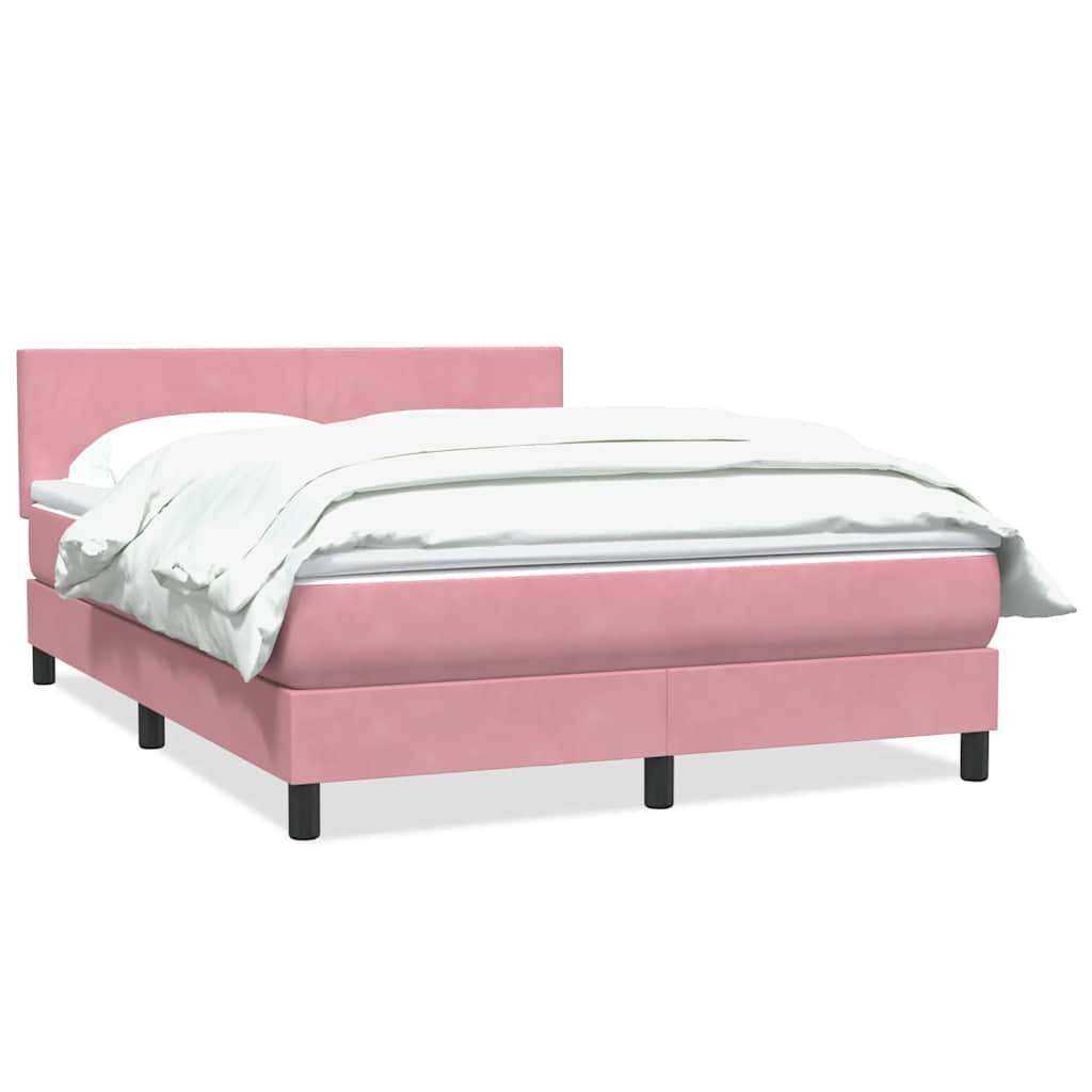 vidaXL Boxspringbett mit Matratze Rosa 140x220 cm Samt