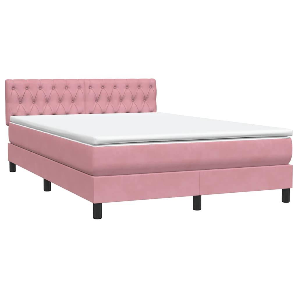vidaXL Boxspringbett mit Matratze Rosa 160x220 cm Samt