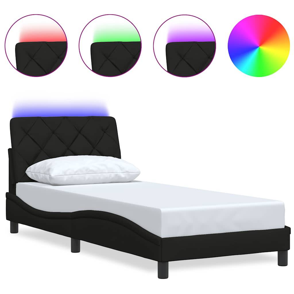 vidaXL Bettgestell mit LED ohne Matratze Schwarz 80x200 cm Stoff