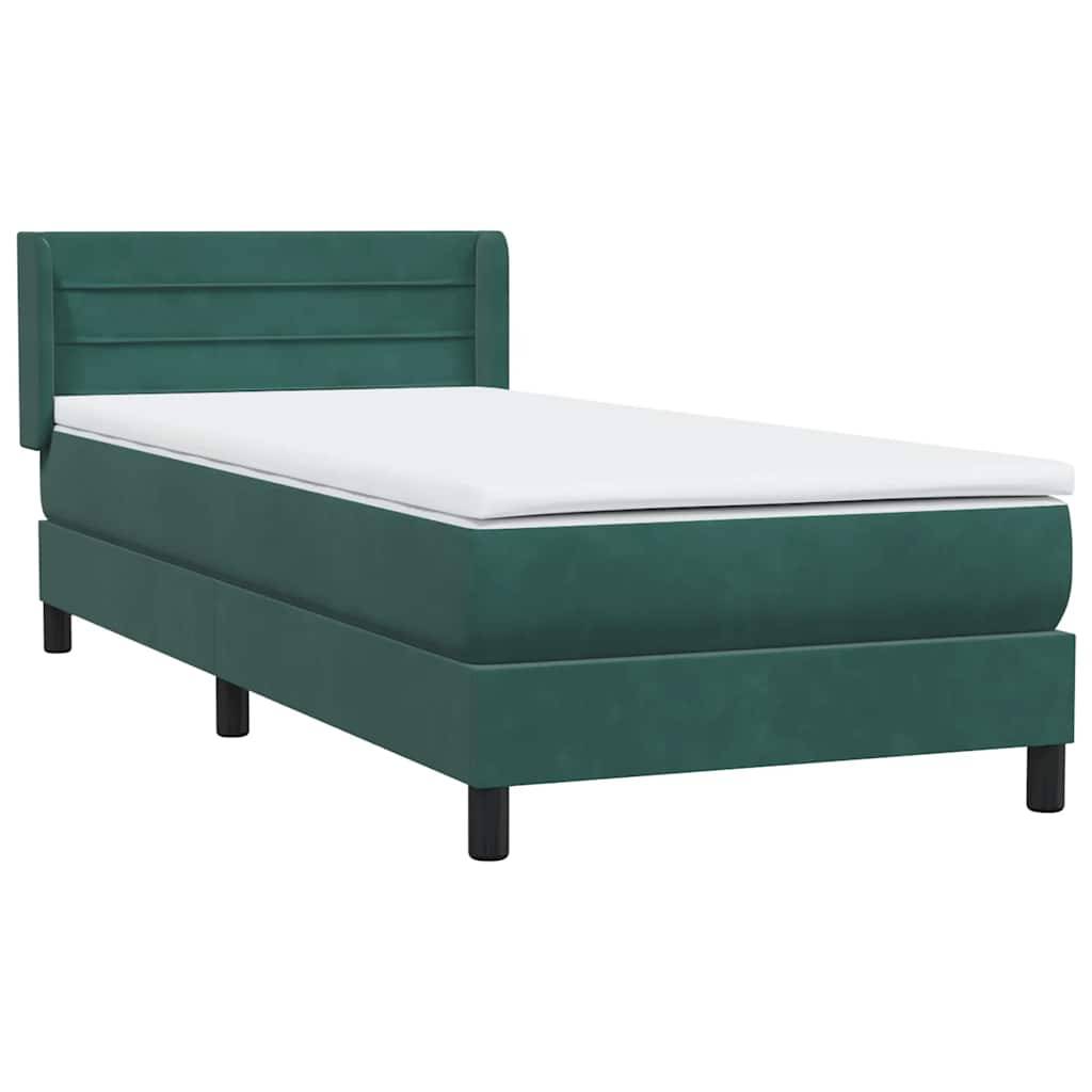 vidaXL Boxspringbett mit Matratze Dunkelgrün 80x220 cm Samt