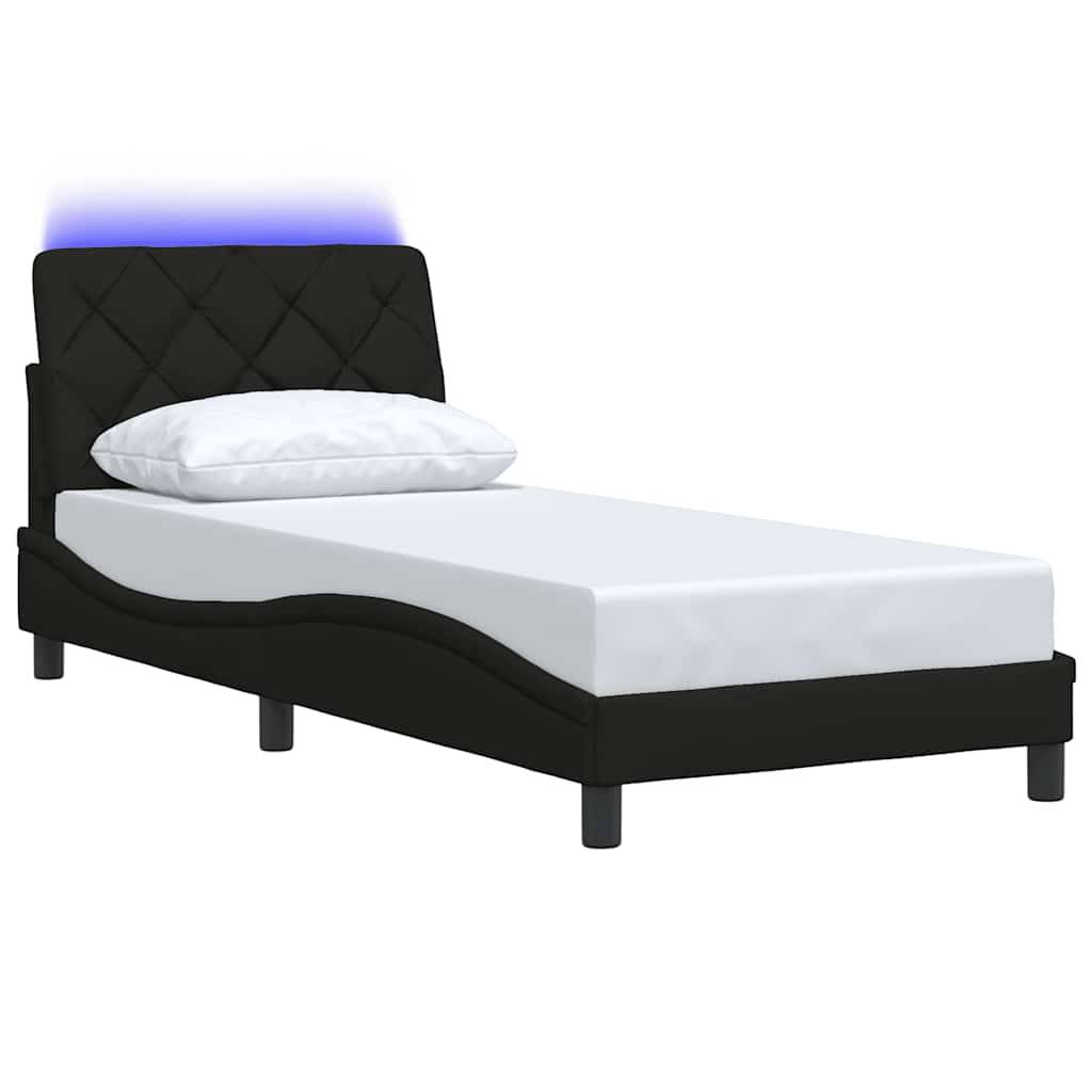 vidaXL Bettgestell mit LED ohne Matratze Schwarz 80x200 cm Stoff