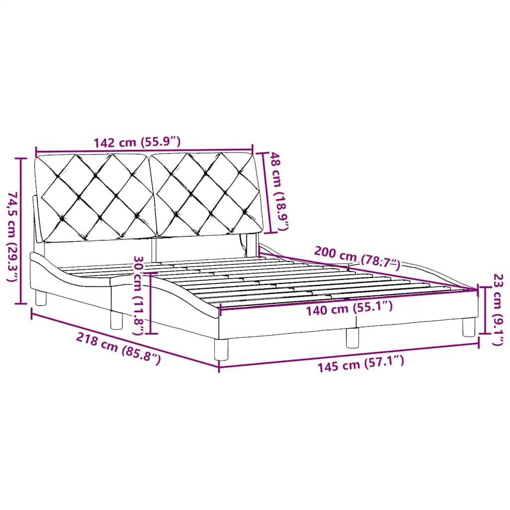vidaXL Bettgestell mit LED ohne Matratze Blau 140x200 cm Stoff