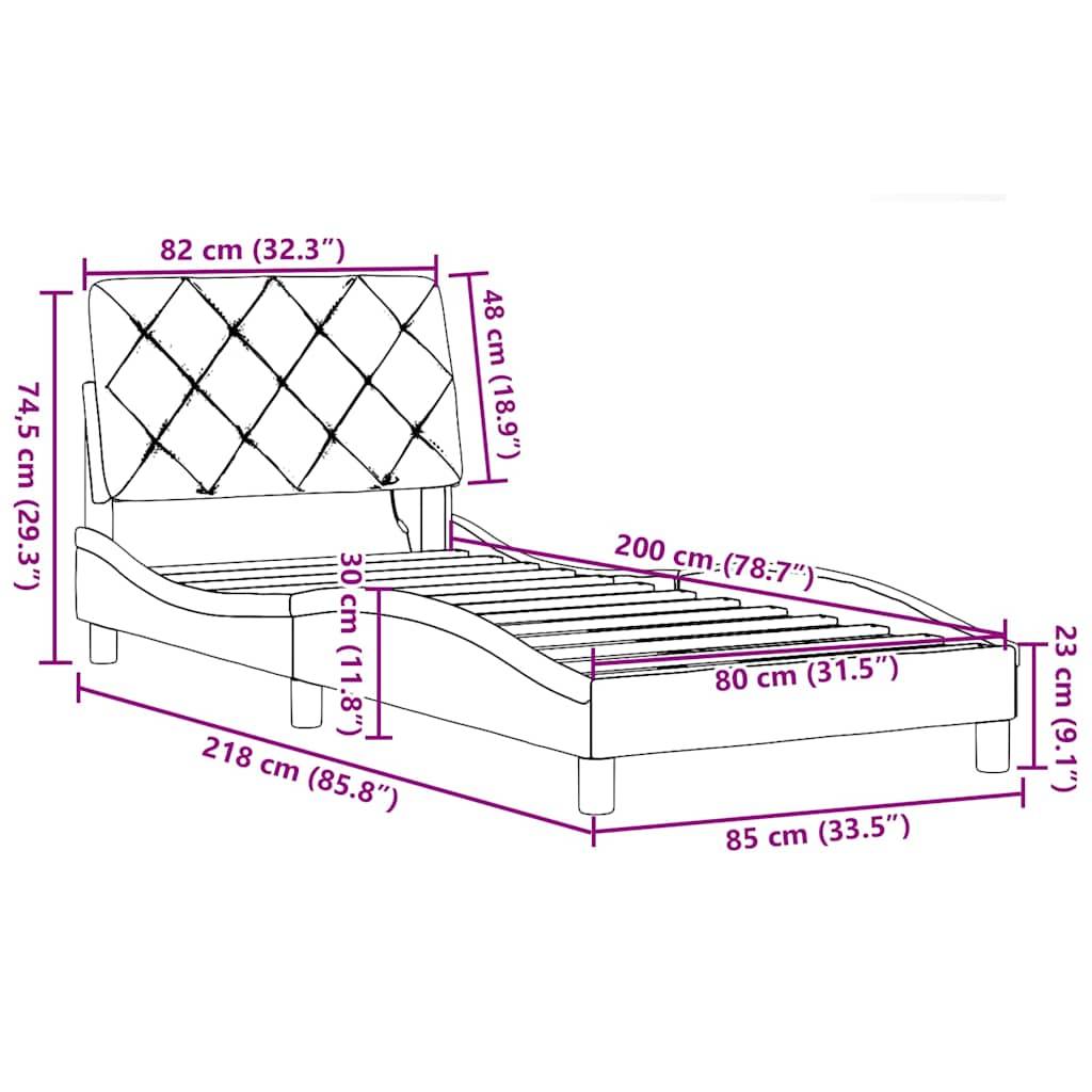 vidaXL Bettgestell mit LED ohne Matratze Blau 80x200 cm Stoff