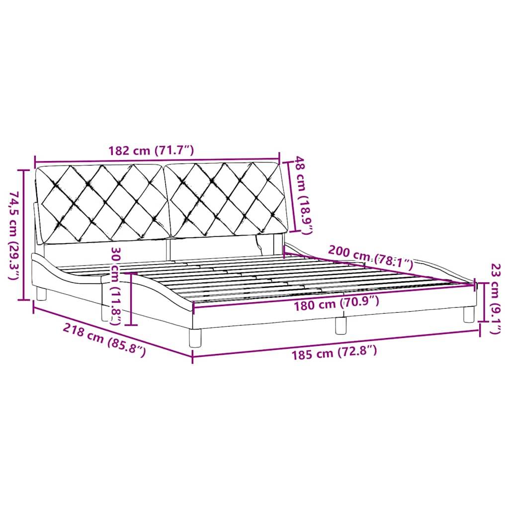 vidaXL Bettgestell mit LED ohne Matratze Blau 180x200 cm Stoff