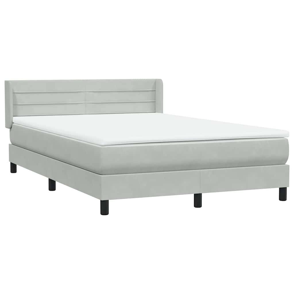 vidaXL Boxspringbett mit Matratze Hellgrau 160x210 cm Samt