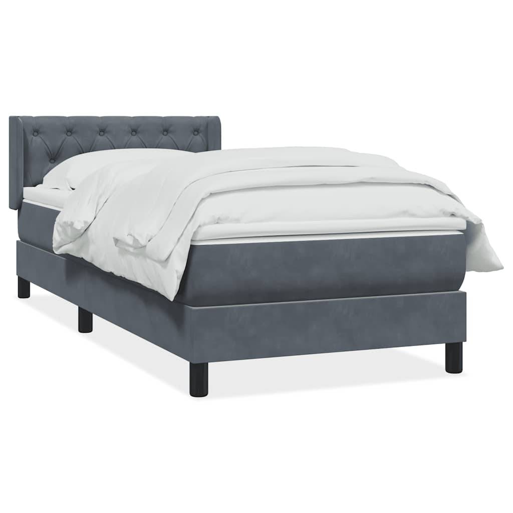 vidaXL Boxspringbett mit Matratze Dunkelgrau 80x210 cm Samt