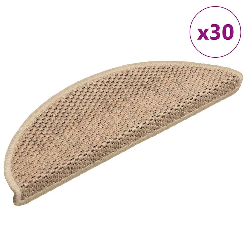 vidaXL Stufenmatten Selbstklebend Sisal-Optik 30Stk. 56x17x3cm Sand