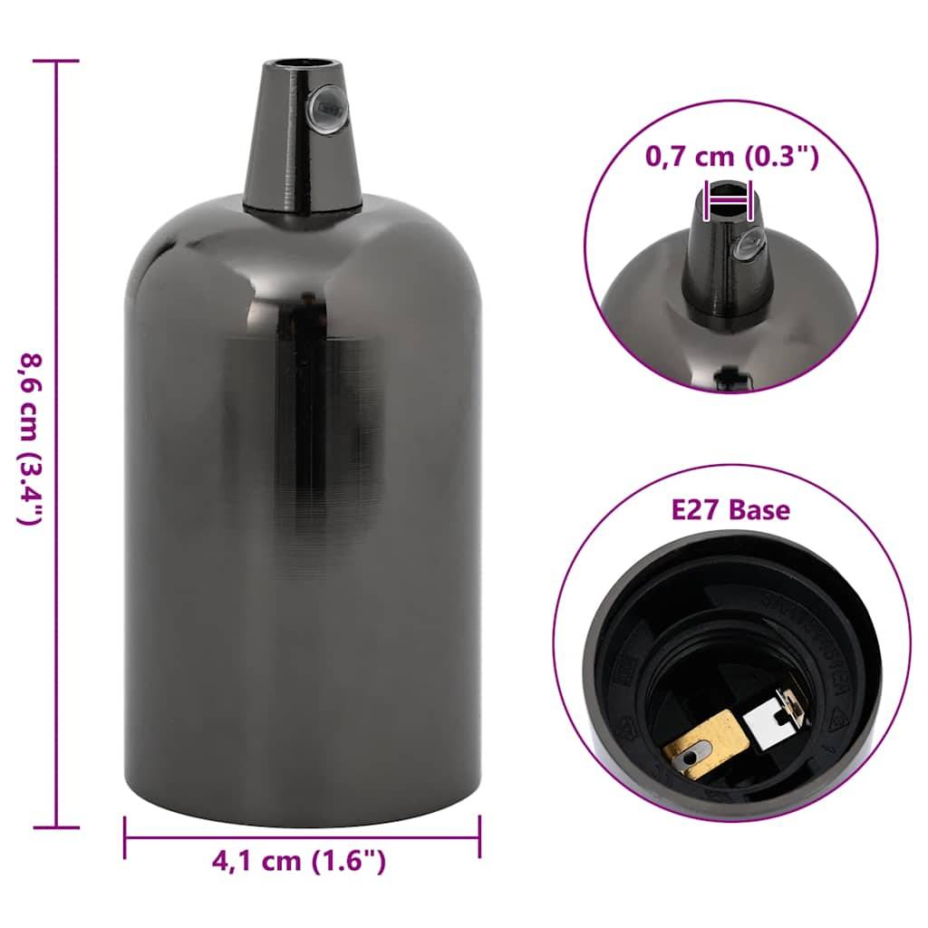 vidaXL Lampenfassungen 2 Stk. Glänzend Schwarz E27
