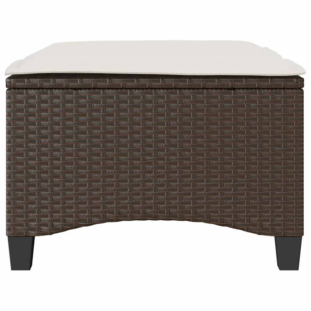 vidaXL Gartenhocker mit Kissen 2 Stk. Braun 55x55x36 cm Poly Rattan
