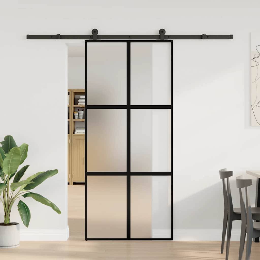 vidaXL Schiebetür mit Beschlag 90x205 cm Hartglas & Aluminium