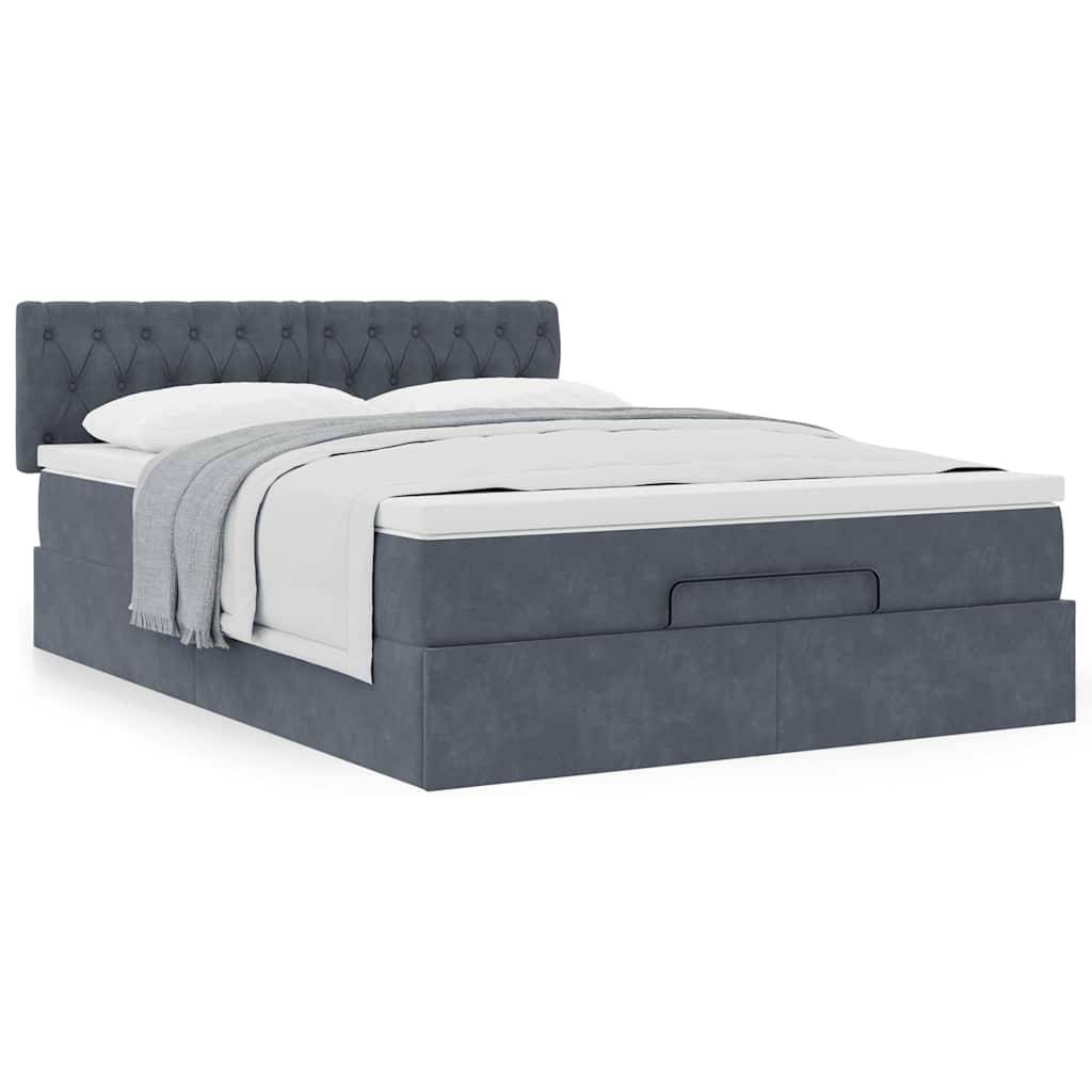 vidaXL Ottoman-Bett mit Matratze Dunkelgrau 140x200 cm Samt