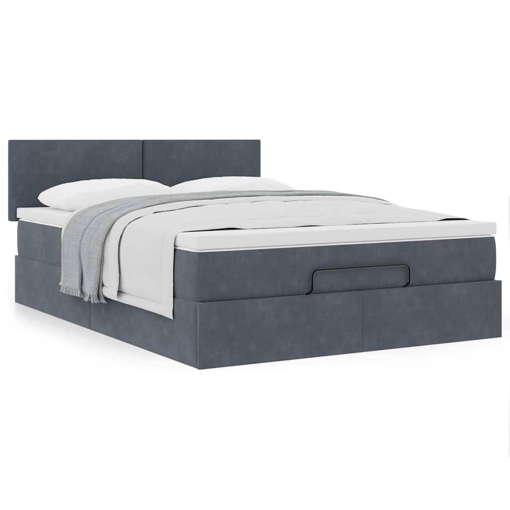 vidaXL Ottoman-Bett mit Matratze Dunkelgrau 140x190 cm Samt