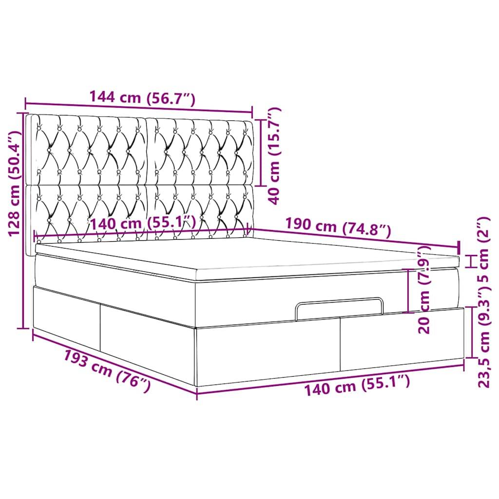 vidaXL Ottoman-Bett mit Matratze Dunkelbraun 140x190 cm Stoff