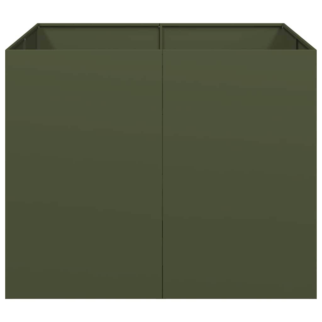 vidaXL Pflanzgefäß Olivgrün 100x100x80 cm Stahl