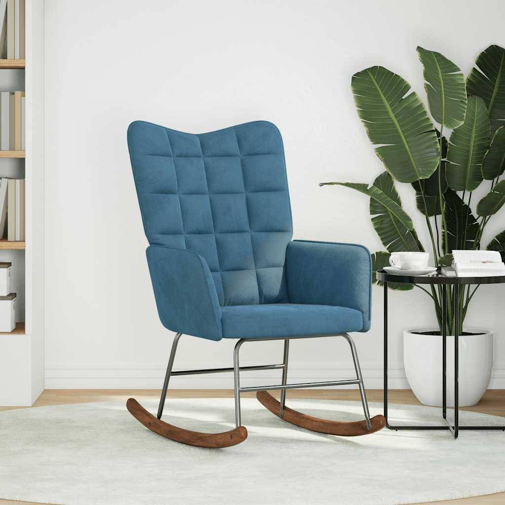 vidaXL Schaukelstuhl Blau Samt