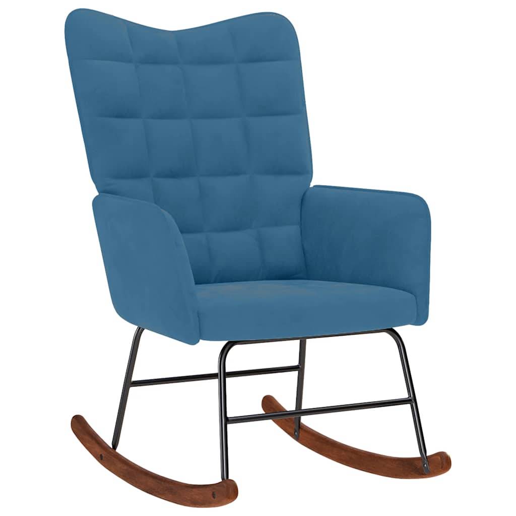 vidaXL Schaukelstuhl Blau Samt