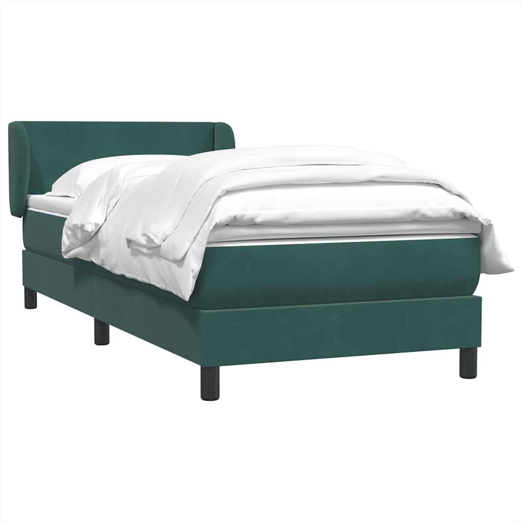 vidaXL Boxspringbett mit Matratze Dunkelgrün 80x210 cm Samt