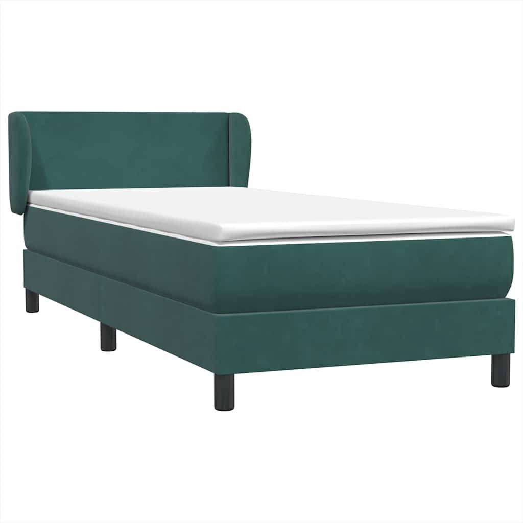 vidaXL Boxspringbett mit Matratze Dunkelgrün 80x210 cm Samt