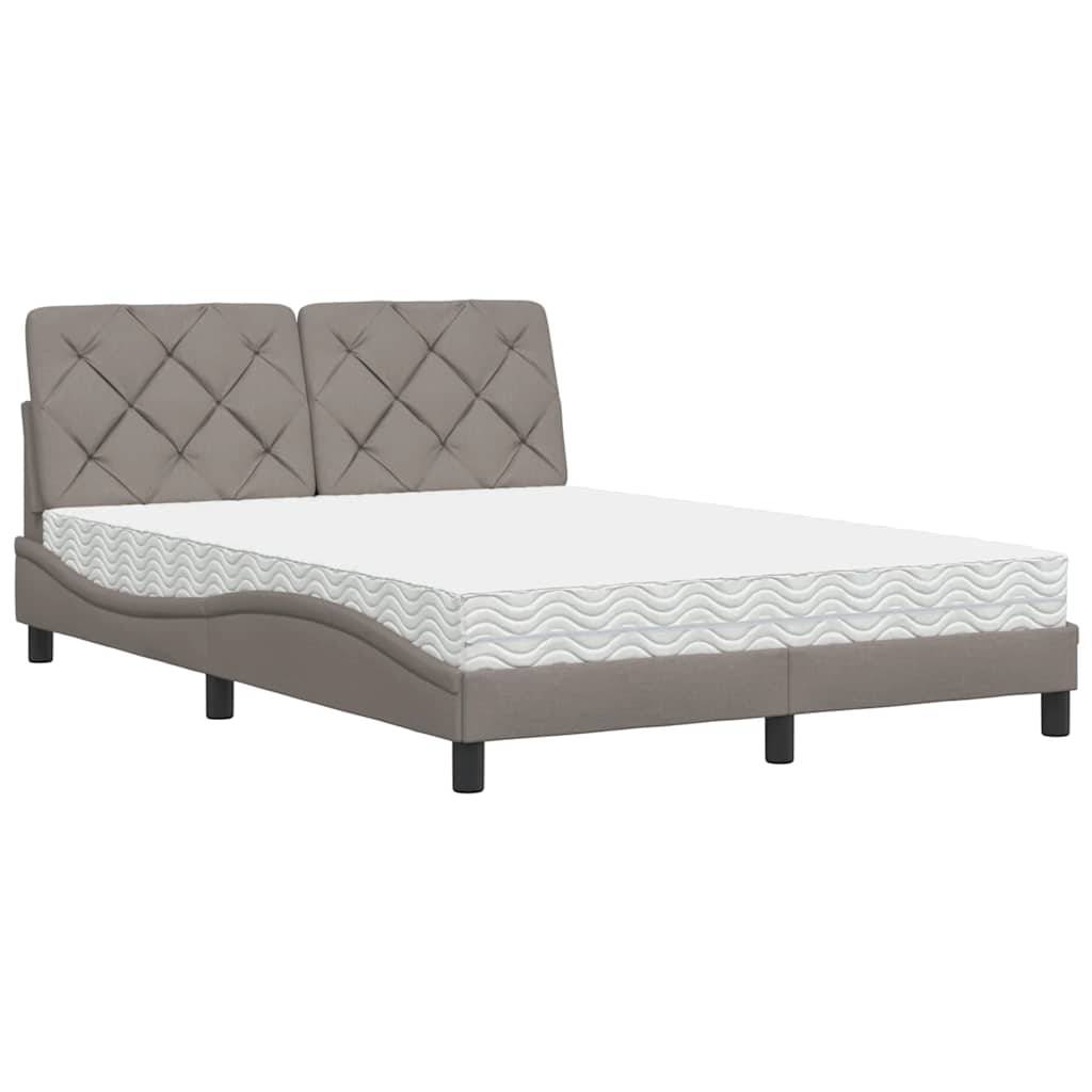 vidaXL Bett mit Matratze Taupe 120x200 cm Stoff
