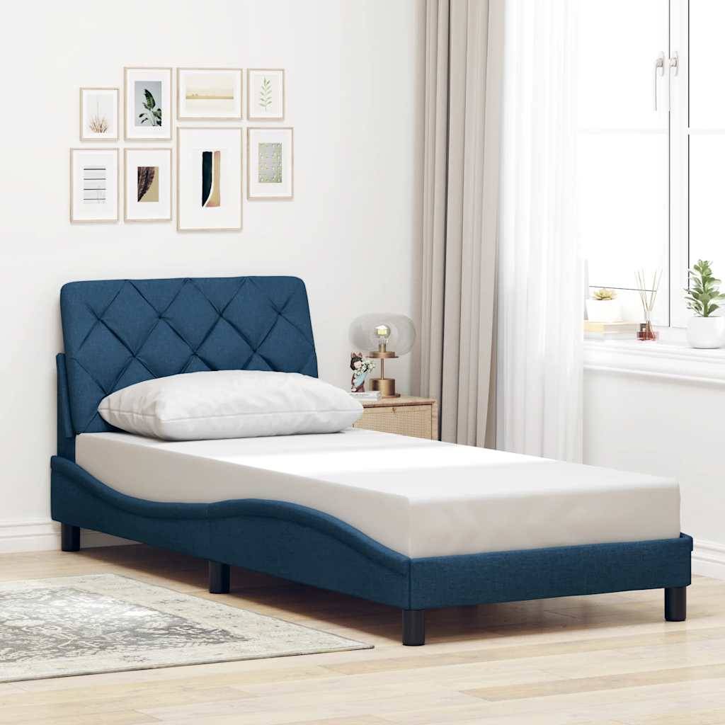 vidaXL Bettgestell mit LED ohne Matratze Blau 80x200 cm Stoff