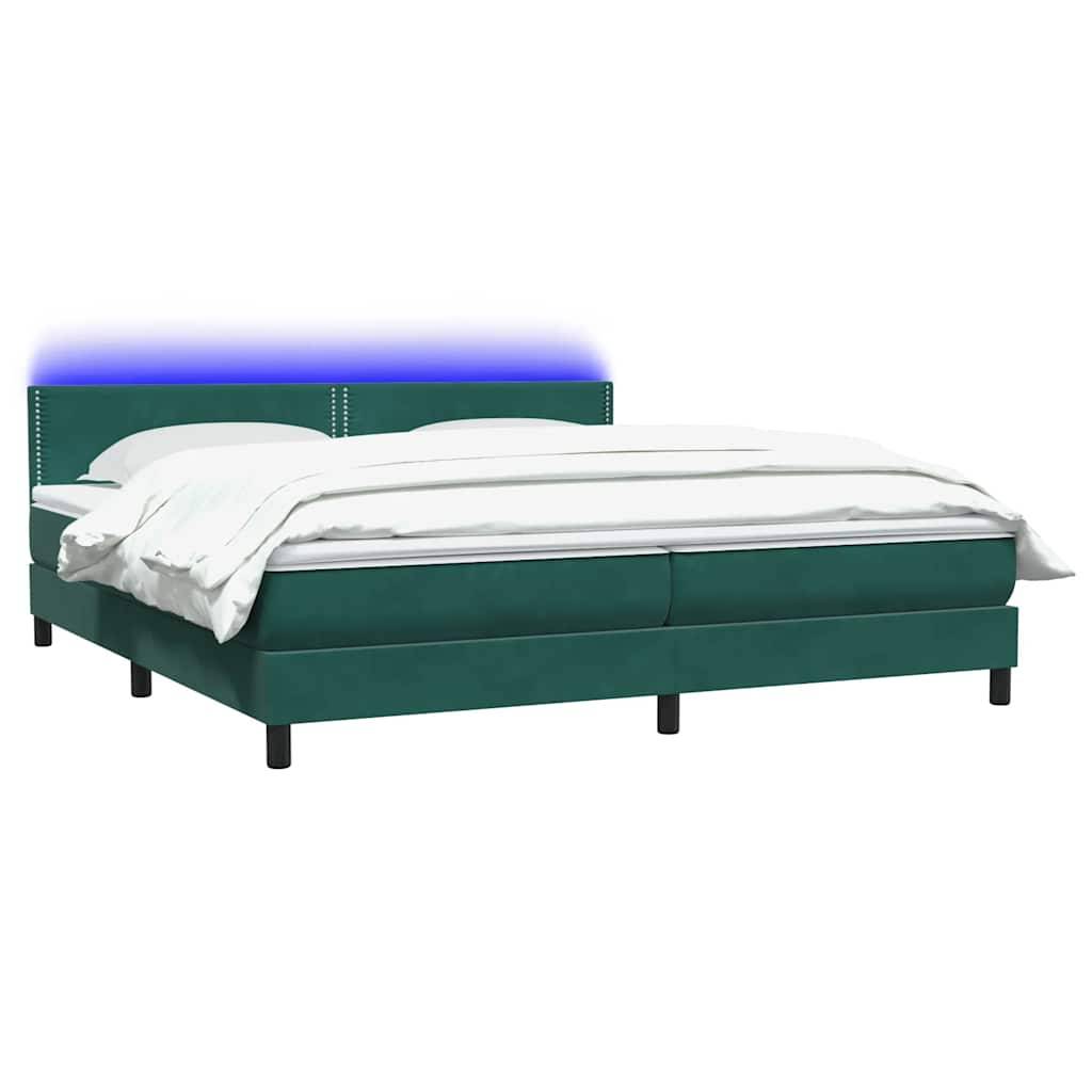 vidaXL Boxspringbett mit Matratze Dunkelgrün 180x220 cm Samt