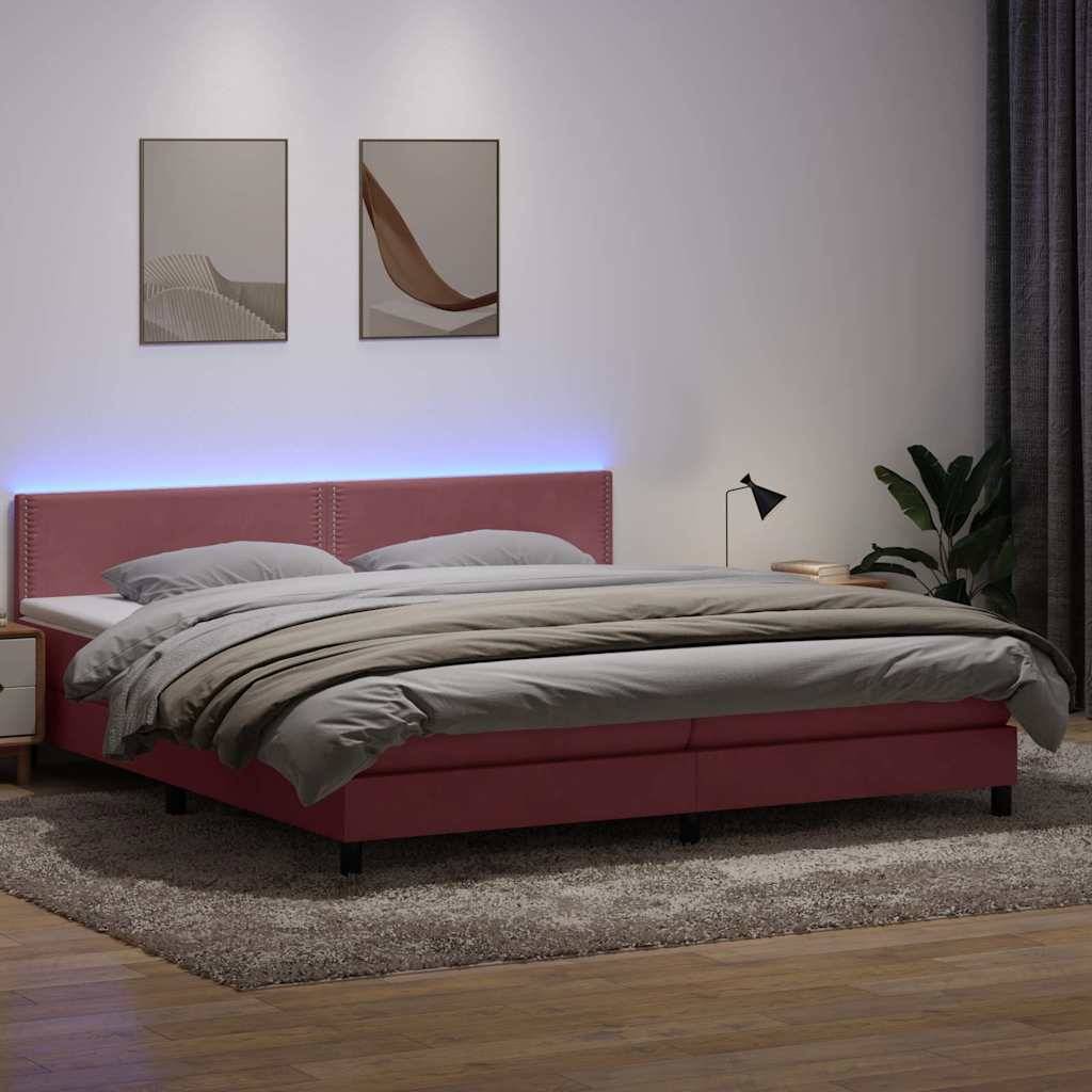 vidaXL Boxspringbett mit Matratze Rosa 180x210 cm Samt