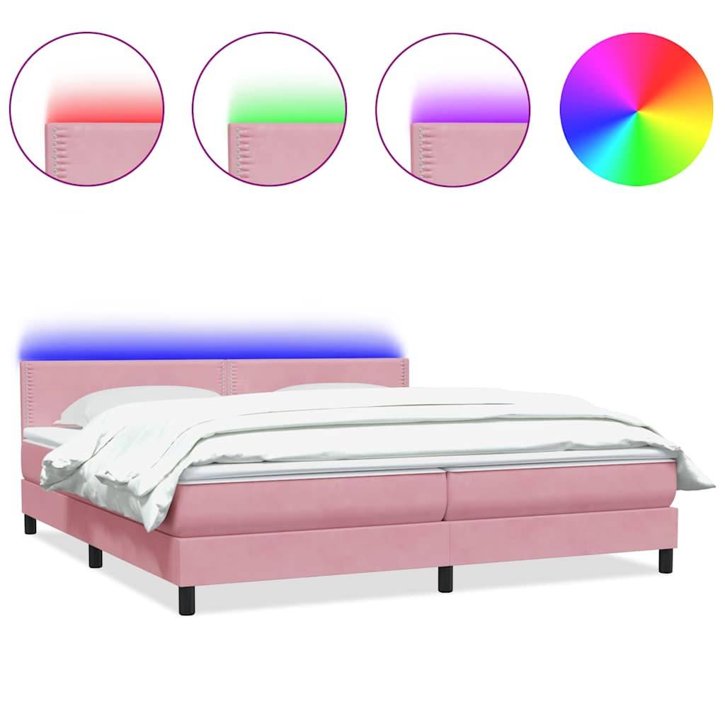 vidaXL Boxspringbett mit Matratze Rosa 180x210 cm Samt