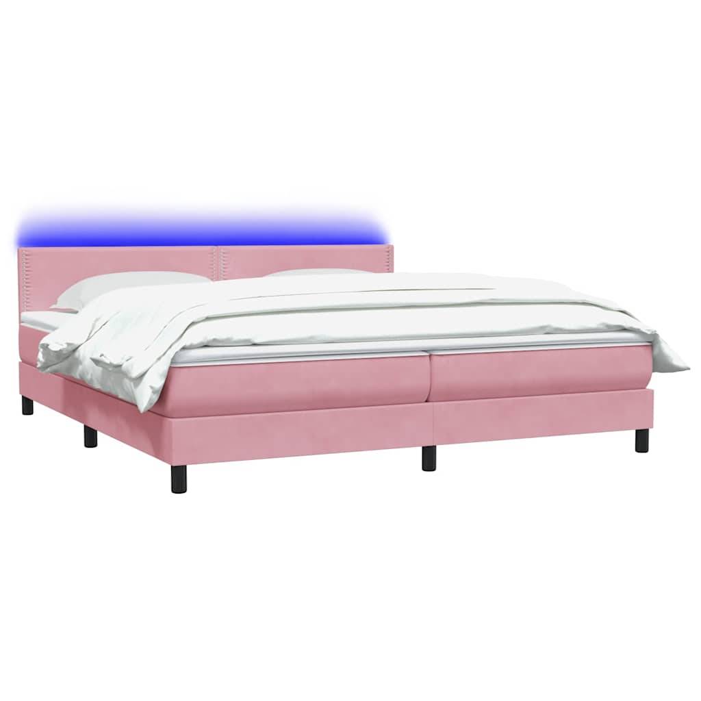 vidaXL Boxspringbett mit Matratze Rosa 180x210 cm Samt