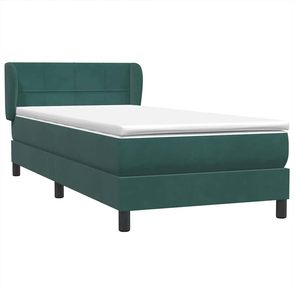 vidaXL Boxspringbett mit Matratze Dunkelgrün 80x210 cm Samt