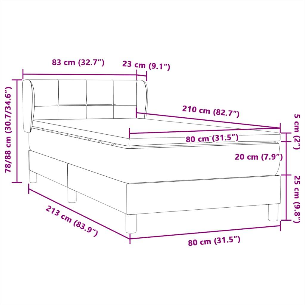 vidaXL Boxspringbett mit Matratze Dunkelgrün 80x210 cm Samt