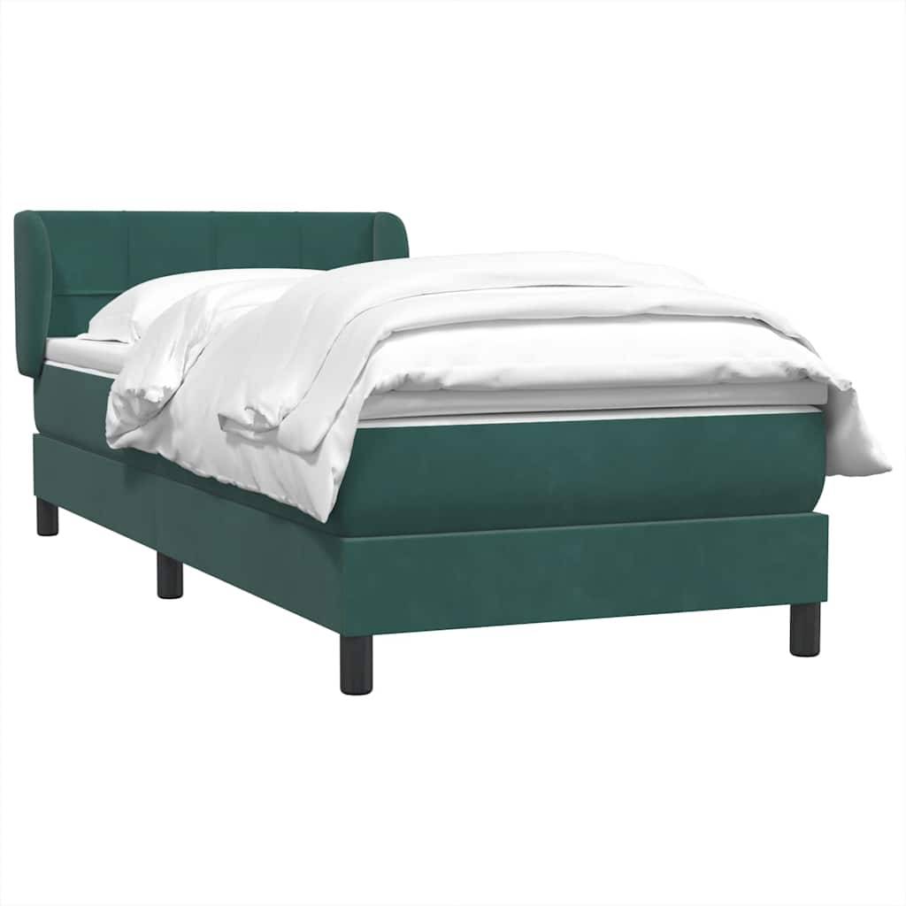 vidaXL Boxspringbett mit Matratze Dunkelgrün 80x210 cm Samt