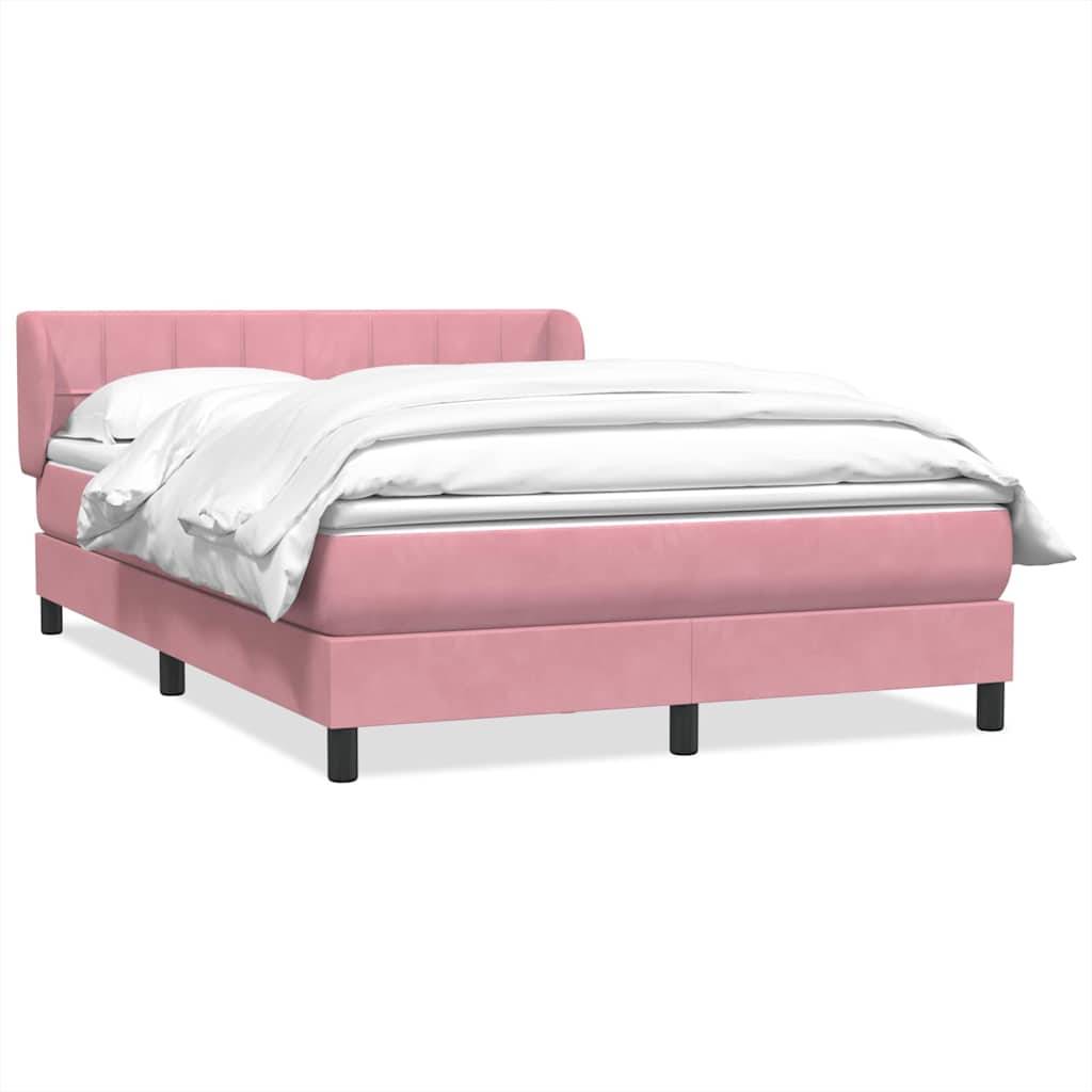 vidaXL Boxspringbett mit Matratze Rosa 140x210 cm Samt