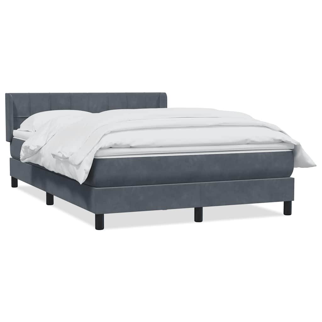 vidaXL Boxspringbett mit Matratze Dunkelgrau 160x210 cm Samt