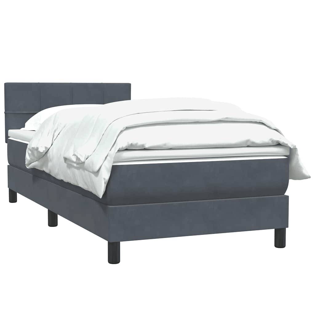 vidaXL Boxspringbett mit Matratze Dunkelgrau 80x220 cm Samt